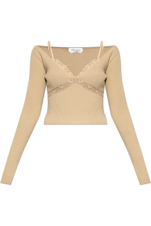 BLUMARINE Tops, Dames, , L, Satijn, Trui met satijnen inzetstuk