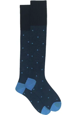 Gallo Ondergoed, Heren, Blauw, L, Katoen, Lange Katoenen Herensokken met Polkadots op Glanzende Achtergrond