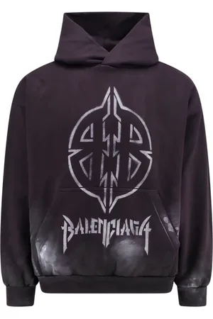 Balenciaga Sweatshirts & Hoodies, Heren, Zwart, XS, Katoen, Iconische Print Hoodie