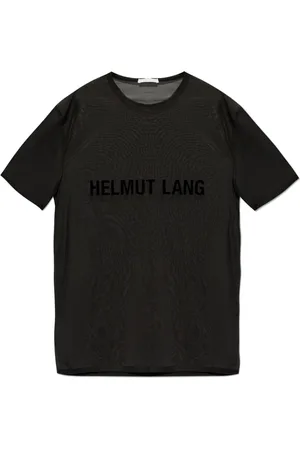 Helmut Lang Tops, Heren, Zwart, S, Polyester, Transparante T-shirt met Logo