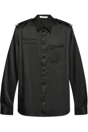 Helmut Lang Overhemden, Heren, Zwart, L, Rayon, Overhemd met een zak