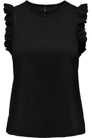 ONLY Tops, Dames, Zwart, M, Katoen, Mouwloze Top
