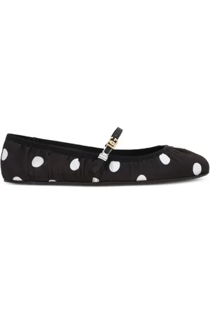 Dolce & Gabbana Schoenen, Dames, Zwart, 40 EU, Polka Dot Leren Platte Schoenen