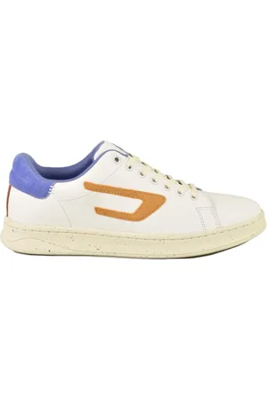 Diesel Schoenen, Heren, Wit, 44 EU, Leer, Witte leren sneakers met veters