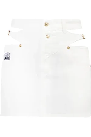 VERSACE Rokken, Dames, Wit, XS, Denim, Witte denim rok met barok details