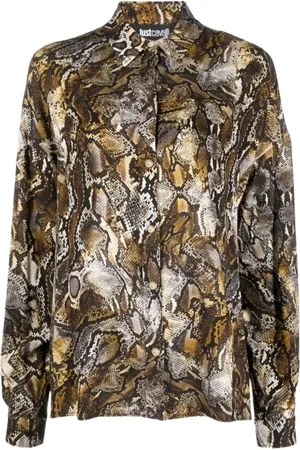 Roberto Cavalli Blouses & Shirts, Dames, Veelkleurig, S, Python Print Overhemd