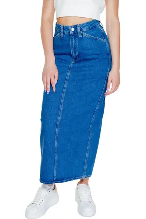 Calvin Klein Rokken, Dames, Blauw, W24, Katoen, Blauwe Katoenen Rok Herfst/Winter Collectie