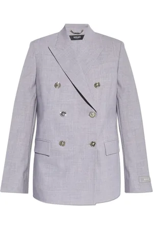 VERSACE Jassen, Dames, Grijs, M, Wol, Dubbelrijige blazer
