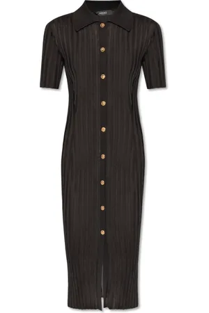 VERSACE Kleedjes, Dames, Zwart, XS, Gestreepte jurk