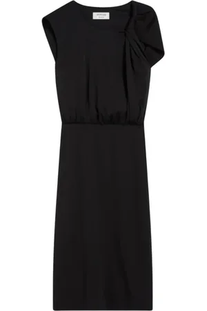 Sportmax Kleedjes, Dames, Zwart, M, Asymmetrische Zijden Jurk