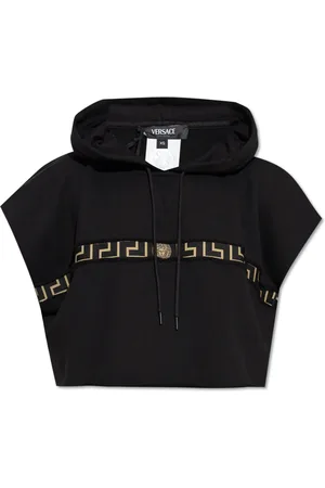 VERSACE Sweatshirts & Hoodies, Dames, Zwart, S, Katoen, Korte oversized sweatshirt