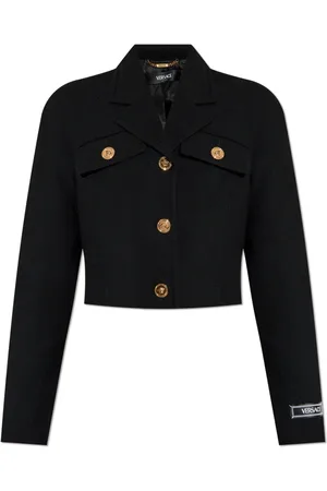 VERSACE Jassen, Dames, Zwart, S, Wol, Korte wollen jas