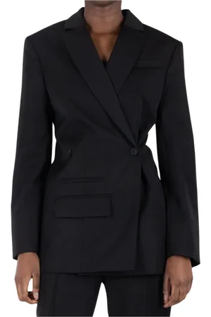 Jacquemus Jassen, Dames, Zwart, S, Wol, Double-Breasted wollen blazer met gestructureerde schouders