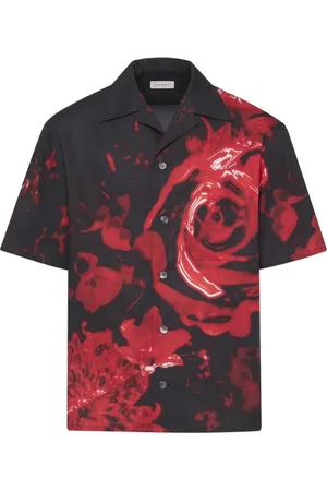 Alexander McQueen Overhemden, Heren, Veelkleurig, M, Drop Shoulder Wax Floral Shirt