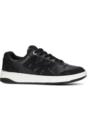 Michael Kors Schoenen, Dames, Zwart, 39 EU, Leer, Rebel Lace Up Lage Sneakers