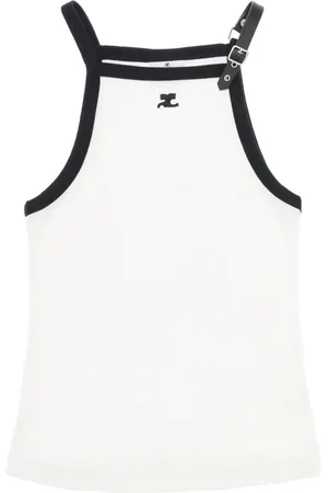 Courrèges Tops, Dames, Wit, M, Katoen, Mouwloze Top