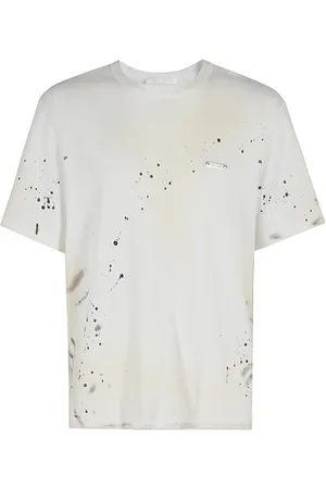 Helmut Lang Tops, Heren, Wit, L, Stijlvolle Painted Tee