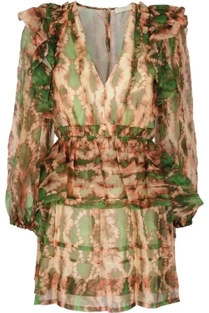 ULLA JOHNSON Kleedjes, Dames, Veelkleurig, L, Katoen, Elegante Adelaide Jurk voor Vrouwen