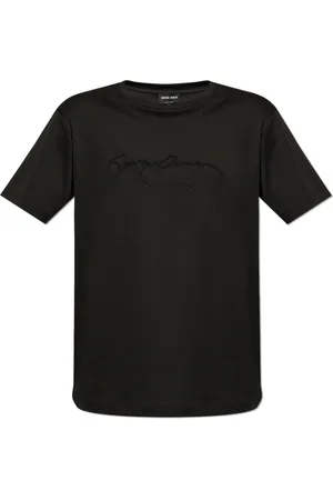 Giorgio Armani Tops, Heren, Zwart, XL, Katoen, T-shirt met logo
