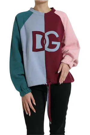 Dolce & Gabbana Sweatshirts & Hoodies, Dames, Veelkleurig, L, Katoen, Logo Crewneck Cotton Sweater