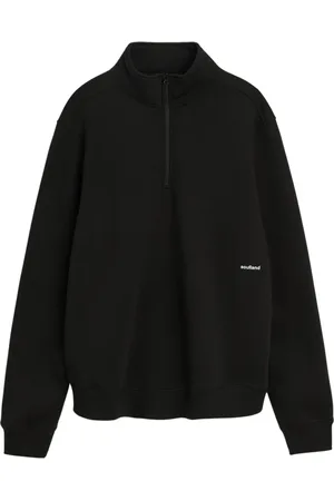 Soulland Sweatshirts & Hoodies, unisex, Zwart, M/L, Katoen, Geborsteld Fleece Half Zip Sweatshirt