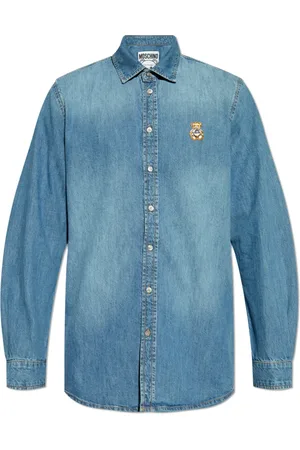 Moschino Overhemden, Heren, Blauw, L, Denim, Denim overhemd