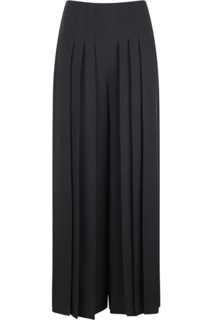 Alberta Ferretti Broeken, Dames, Zwart, S, Geplooide Jersey Broek Flared Fit