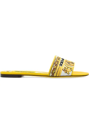 Dolce & Gabbana Schoenen, Dames, Geel, 36 EU, Slippers met logo