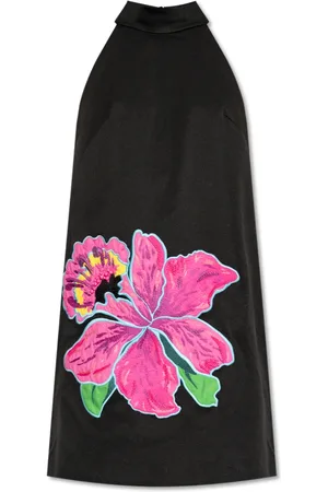 Kate Spade Kleedjes, Dames, Zwart, M, Polyester, Bloemenmotief Jurk
