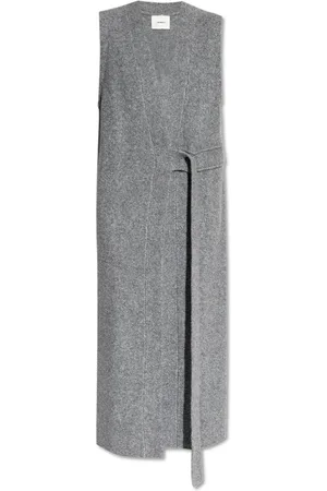 Lisa Yang Truien, Dames, Grijs, S, Leer, Lange Cardigan Helga