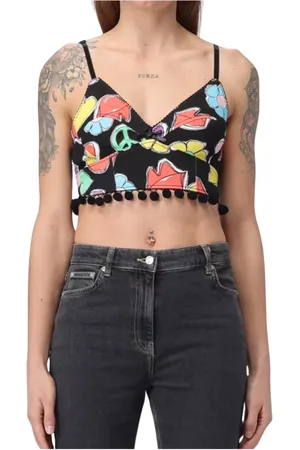 Moschino Tops, Dames, Veelkleurig, S, Zwarte Top voor Vrouwen