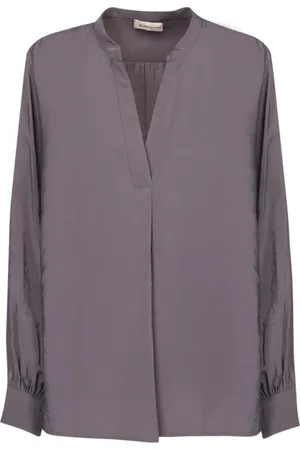 BLANCA Blouses & Shirts, Dames, Grijs, M, Grijze V-hals Lange Mouw Tuniek