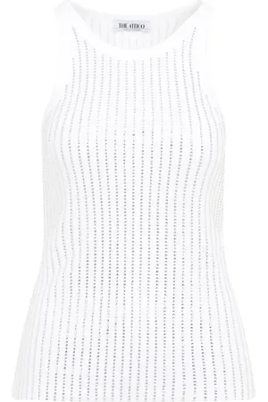 The Attico Tops, Dames, Wit, S, Katoen, Kristal Rib Jersey Tank Top