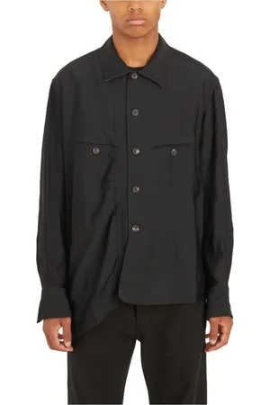 ZIGGY CHEN Overhemden, Heren, Zwart, M, Asymmetrische Cocon Shirt