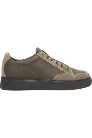 Cerruti 1881 Schoenen, Heren, Veelkleurig, 44 EU, Leer, Beige Leren Sneaker met Logo