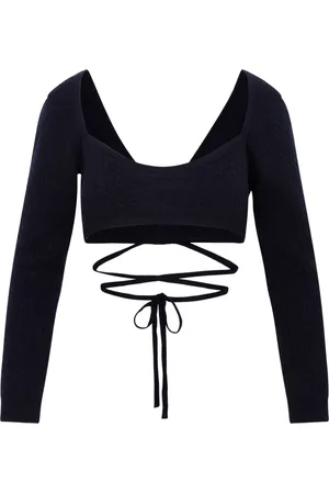 Patou Truien, Dames, Zwart, M, Wol, Zwarte Wrap Gebreide Top