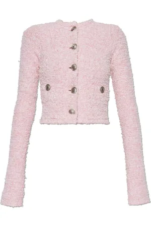 Balenciaga Jassen, Dames, Roze, M, Tweed, Tweed jas