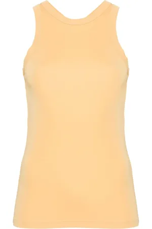 Totême Tops, Dames, Geel, L, Katoen, Vloeibare Tank Top