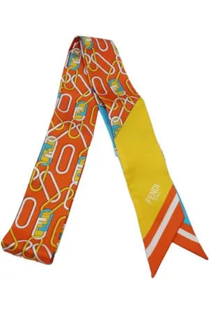 Fendi Pre-owned, Dames, Veelkleurig, ONE Size, Pre-owned Silk scarves