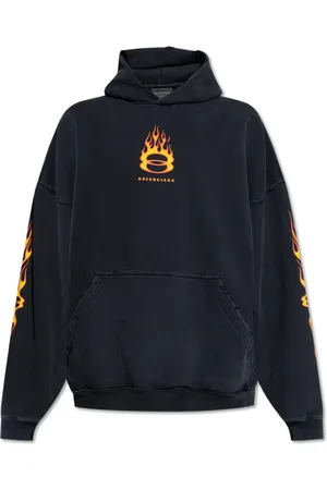 Balenciaga Sweatshirts & Hoodies, Heren, Zwart, L, Katoen, Katoenen hoodie