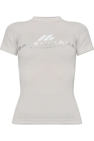 Balenciaga Tops, Dames, Grijs, L, Katoen, Sport T-shirt met logo