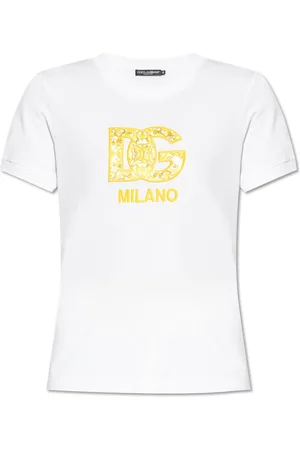 Dolce & Gabbana Tops, Dames, Wit, S, T-shirt met logo
