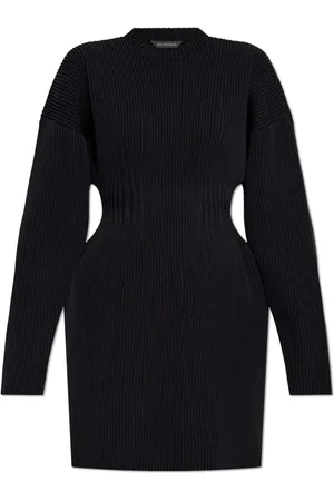 Balenciaga Kleedjes, Dames, Zwart, S, Polyester, Gestreepte jurk