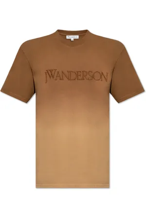 J.W.Anderson Tops, Heren, Bruin, S, Katoen, T-shirt met geborduurd logo