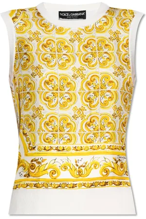 Dolce & Gabbana Tops, Dames, Geel, S, Satijn, Top met 