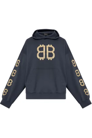 Balenciaga Sweatshirts & Hoodies, Heren, Blauw, S, Katoen, Katoenen Sweatshirt
