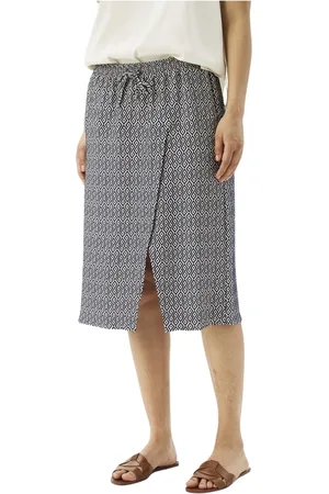 In Front Rokken, Dames, Blauw, XL, Polyester, Sensa Rok Marine Print