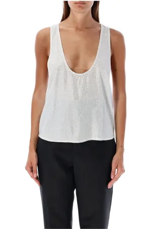 Retrofete Tops, Dames, Wit, S, Kristallen Tanktop Wit Glanzend