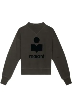 Isabel Marant Sweatshirts & Hoodies, Dames, Zwart, S, Katoen, Katoenen Sweatshirt met Lange Mouwen en Logo