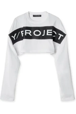 Y / PROJECT Tops, Dames, Wit, M, Katoen, Witte Gekreukte Crop Top
